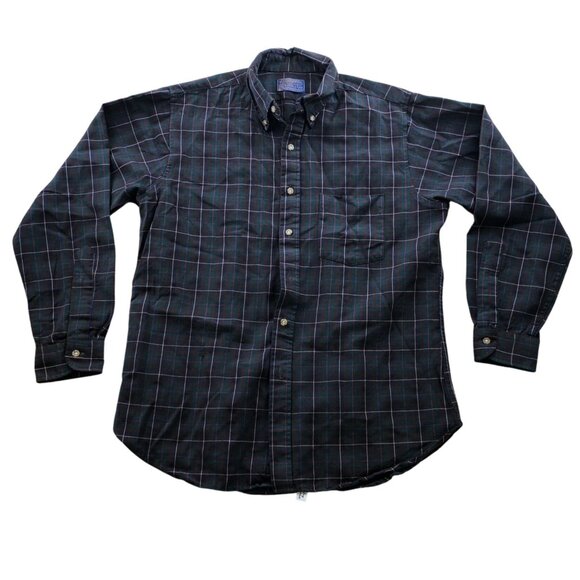Vintage Pendleton Mens Shirt Large Long Sleeve Dress Wool Plaid Button Down - Picture 1 of 10